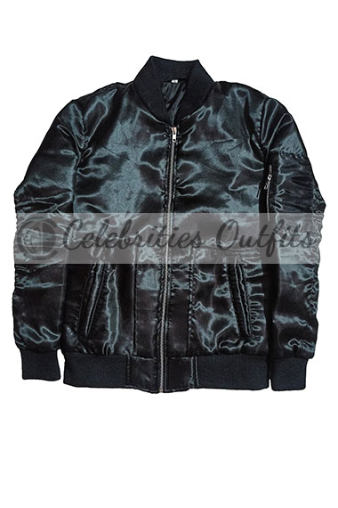 Jodie Comer Killing Eve Villanelle Bomber Black Satin Jacket