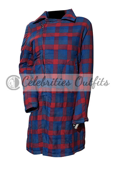 Villanelle Killing Eve Jodie Comer Blue Plaid Long Trench Coat