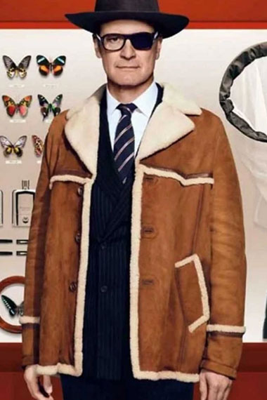 Colin Firth Harry Hart Kingsman Golden Circle Shearling Jacket