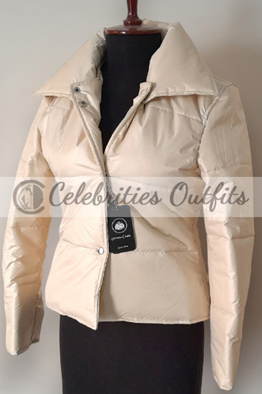 Kylie Jenner Bomber White Parachute Quilted Puffer Jacket