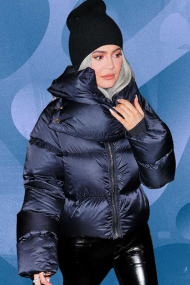Kylie Jenner Bomber Black Parachute Puffer Quilted Jacket