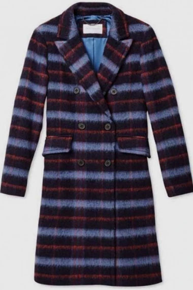 Lizzie Saltzman Legacies Jenny Boyd Burgundy Plaid Wool Coat