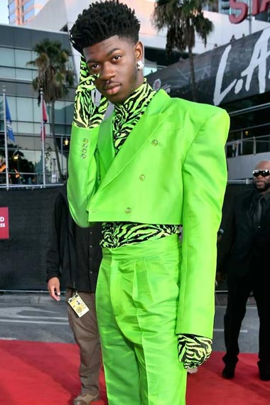 Lil Nas X American Music Awards Cropped Satin Trench Blazer