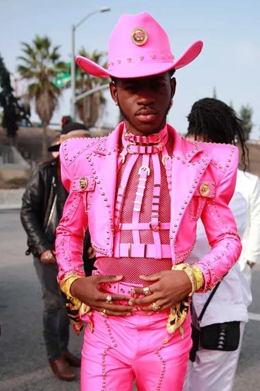 Lil Nas X Grammy Studded Pink Cotton Cropped Trench Jacket