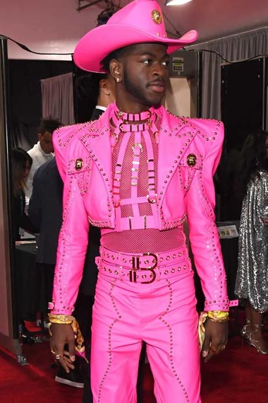 Lil Nas X Grammy Studded Pink Cotton Cropped Trench Jacket