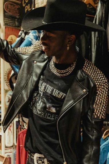 Lil Nas X Hypebeast Cowboy Studded Black Leather Jacket