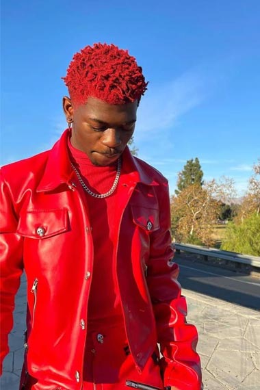 Mens Lil Nas X Montero Street Style Casual Red Leather Jacket