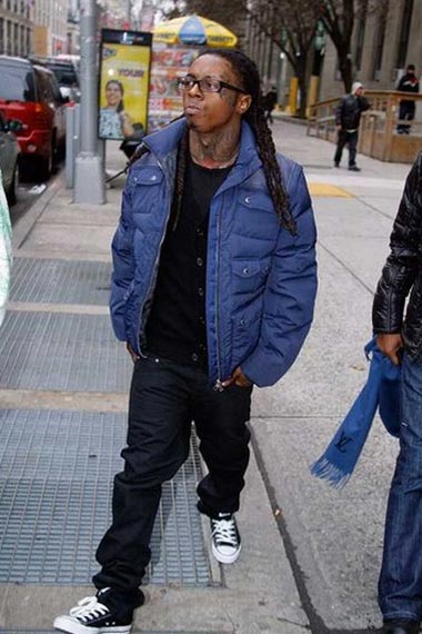Casual Lil Wayne Street Mens Blue Parachute Puffer Jacket
