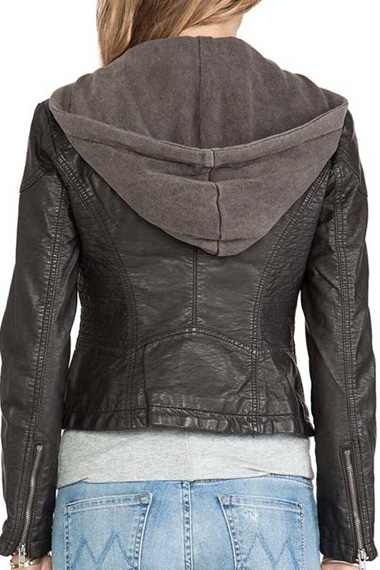 Riley Davis Tristin Mays Macgyver Hooded Black Leather Jacket