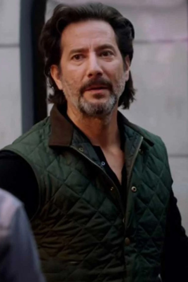 Russ Taylor Henry Ian Cusick MacGyver Quilted Green Satin Vest