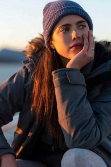 Margaret Qualley Alex Maid Grey Cotton Fur Hooded Parka