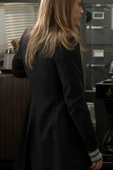 Melissa Roxburgh Manifest Michaela Stone Black Wool Long Coat