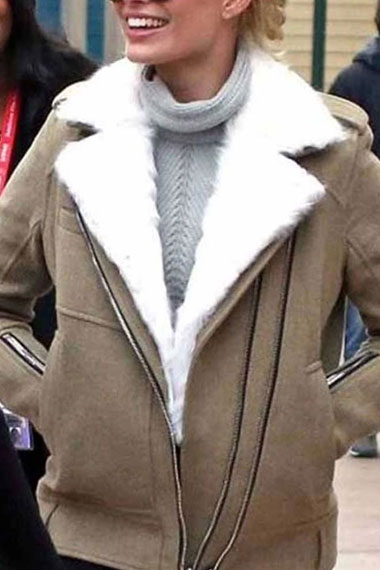 Margot Robbie Casual Womens Street Style Asymmetrical Jacket