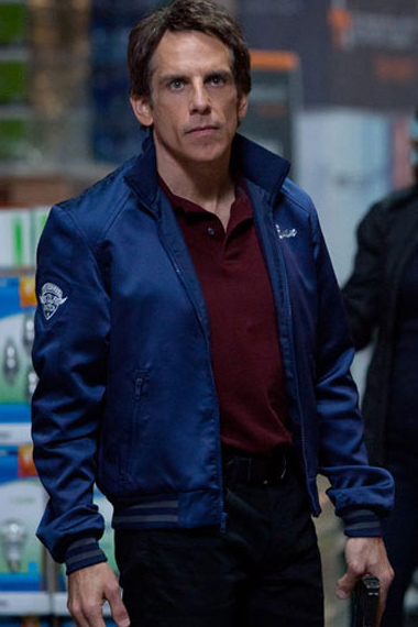 Evan The Watch Ben Stiller Blue Satin Jacket