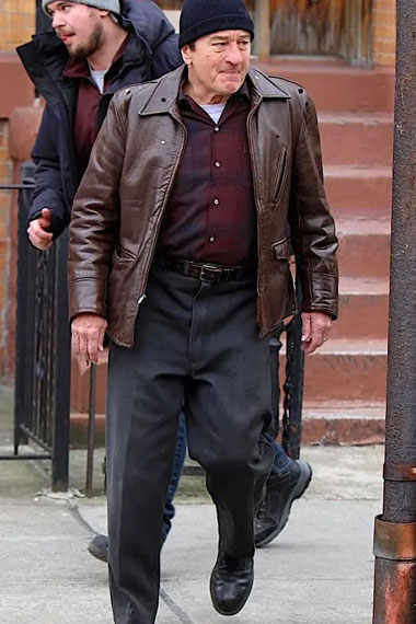 Robert De Niro Irishman Frank Sheeran Brown Leather Jacket