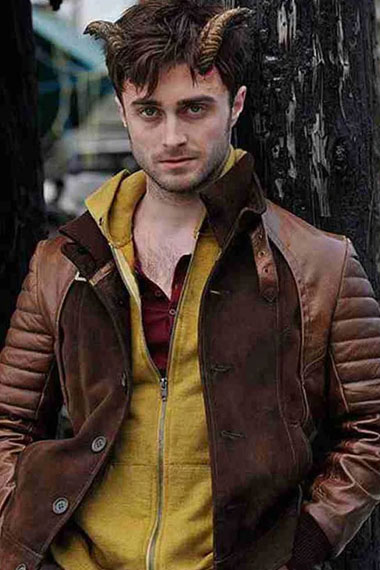 Ig Perrish Daniel Radcliffe Horns Biker Brown Quilted Jacket