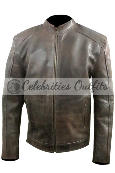 Jason Bourne Matt Damon Mens Bomber Brown Leather Jacket