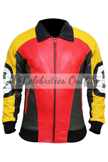 Michael Hoban 8 Ball Red Leather Bomber Jacket