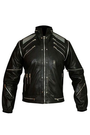 Michael Jackson Beat it Song Mens Biker Black Leather Jacket