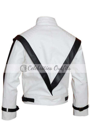 Michael Jackson Thriller Classic White Biker Leather Jacket