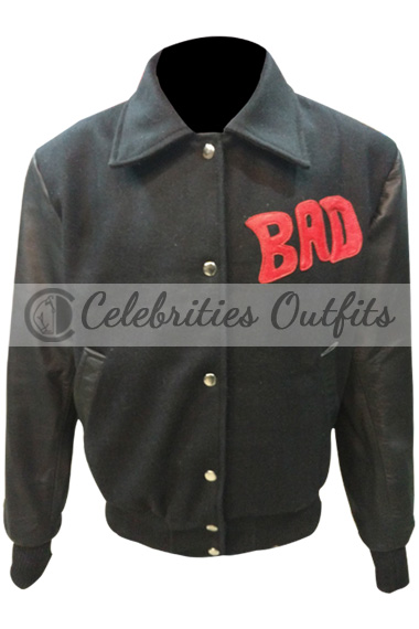 Michael Jackson Bad Album World Tour Black Bomber Wool Jacket