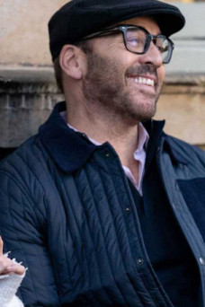 David Jeremy Piven My Dads Christmas Date Blue Puffer Jacket