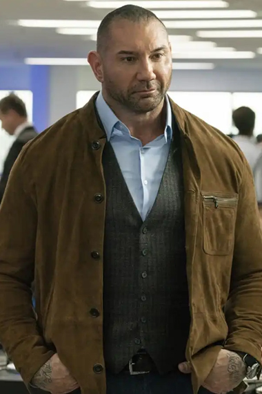 My Spy Dave Bautista Brown Suede Jacket