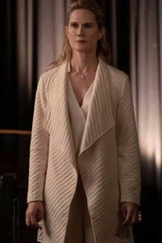 Akira Naomi Stephanie March Quilted White Wool Drape Coat