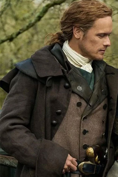 Jamie Fraser Outlander TV Series Sam Heughan Wool Trench Coat