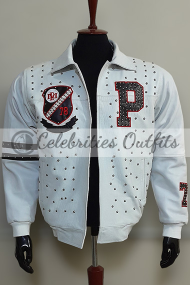 Pelle Pelle Marc Buchanan Bomber White Studded Leather Jacket
