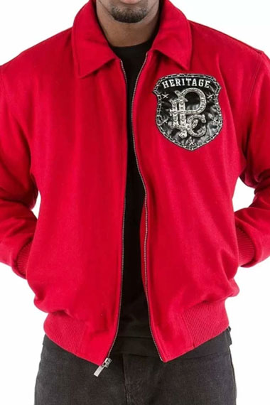 Heritage Pelle Pelle All Or Nothing Bomber Red Wool Jacket