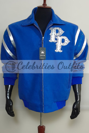 Detroit Pelle Pelle Marc Buchanan 1978 Bomber Blue Wool Jacket