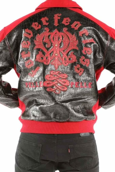 Pelle Pelle MB Forever Fearless Red And Black Bomber Jacket