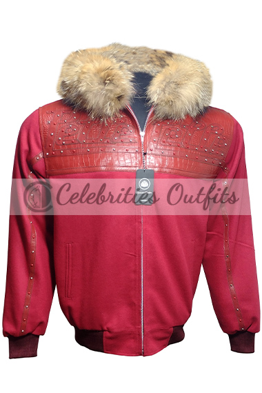 Supreme Pelle Pelle MB 1978 Bomber Red Fleece Fur Hood Jacket