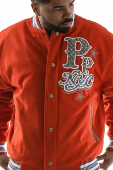 Home Of The Boroughs NYC Pelle Pelle Orange Varsity Jacket