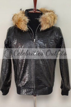 World Famous Pelle Pelle MB Crocodile Skin Fur Hooded Jacket