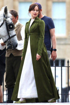Dakota Johnson Persuasion Anne Elliot Green Long Coat