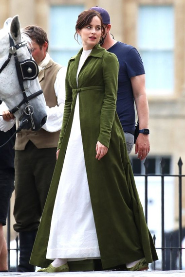 Dakota Johnson Persuasion Anne Elliot Green Long Coat