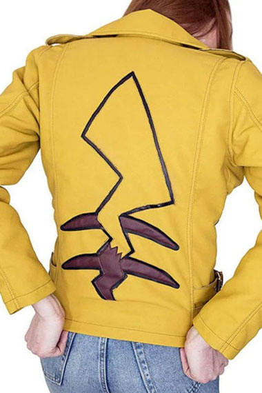 Pokemon Gaming Pikachu Womens Yellow Cosplay Leather Jacket