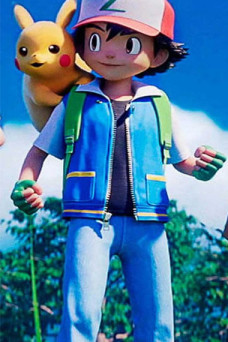 Ash Ketchum Pokemon Sword Shield Blue Cosplay Leather Jacket