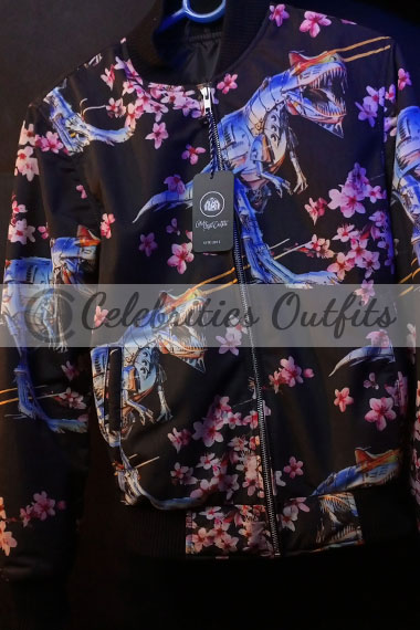 Mens Pop Smoke Dior Casual Floral Blue Bomber Cotton Jacket