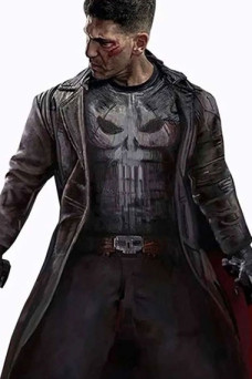 Jon Bernthal Punisher Frank Castle Black Leather Trench Coat