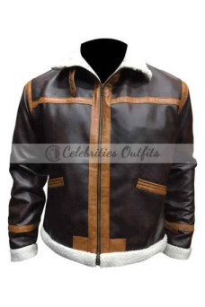Leon Kennedy Resident Evil Aviator Brown Shearling Jacket