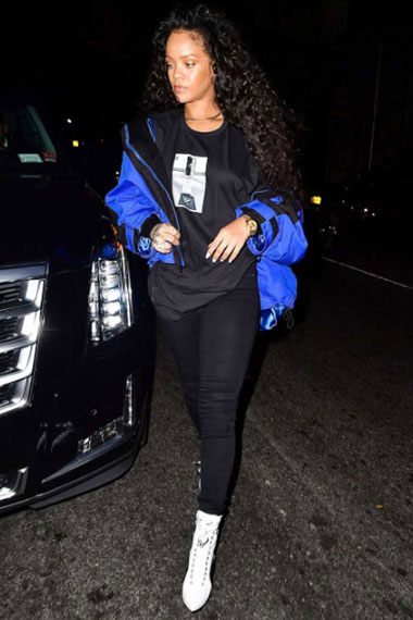 Womens Robyn Rihanna Fenty Casual Blue Parachute Jacket