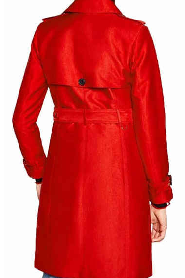 Tiera Skovbye Riverdale Polly Cooper Red Wool Trench Coat