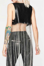 Riverdale Toni Topaz Vanessa Morgan Fringe Black Cropped Vest riverdale-toni-topaz-fringe-vest