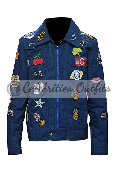 Rocketman Elton John Taron Egerton Blue Denim Patches Jacket