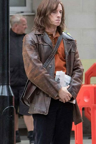 Rocketman Jamie Bell Bernie Taupin Brown Leather Trench Jacket