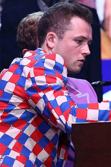 Taron Egerton Rocketman Elton John Colorful Checkered Blazer