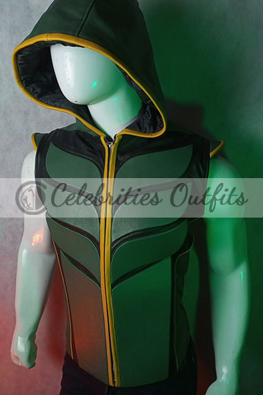 Justin Hartley SmallVille Oliver Queen Green Leather Vest
